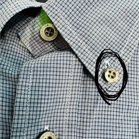 Nautica Sanded Poplin Men's Blue Short Sleeve Shirt - Picture 4 of 7